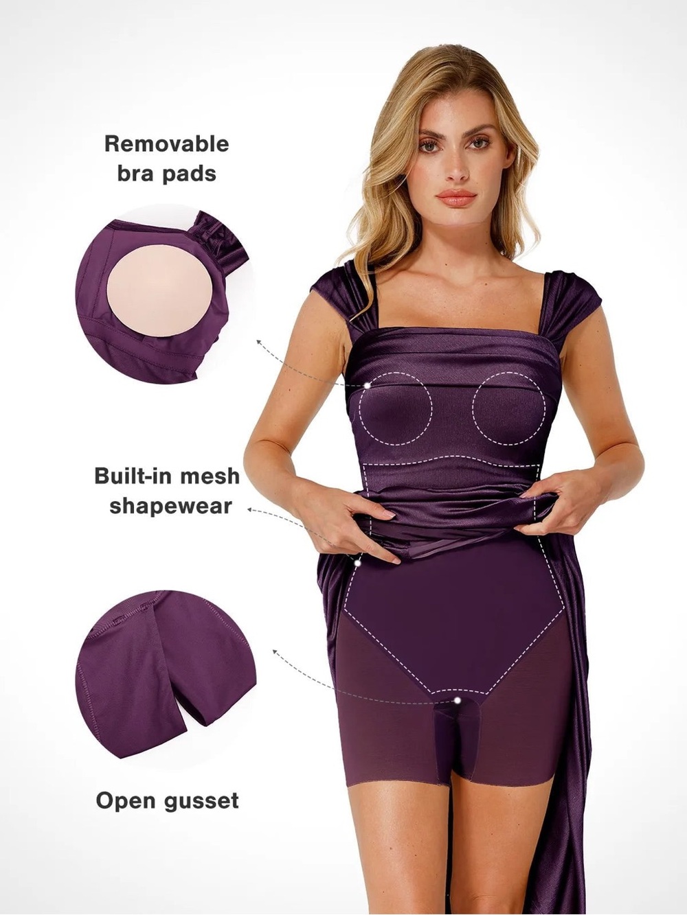 Shapewear Off Shoulder Shine Ruched Sculpting Maxi Dress - Picture 2 of 8